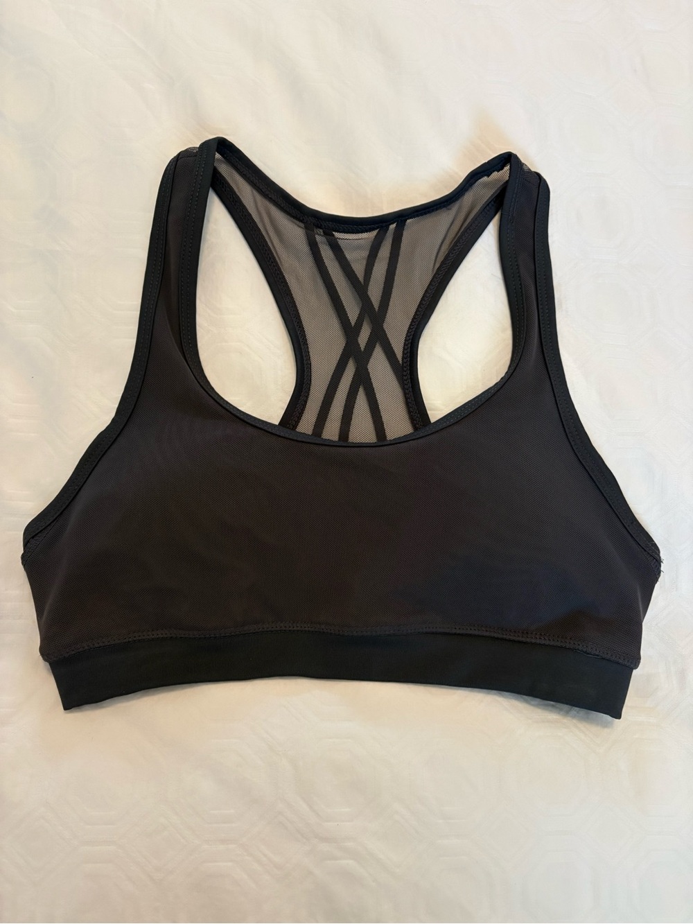 Kyodan Charcoal Grey Strappy Mesh-Back Sports Bra Size Small